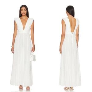 Alice + Olivia Vanna Ruffle‎ Flutter Sleeve Eyelet Embroidered Maxi Dress Size 2